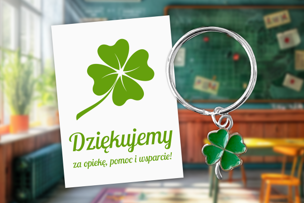 Breloczek - Prezent na Dzień Nauczyciela - Wzór 9 - Koniczynka