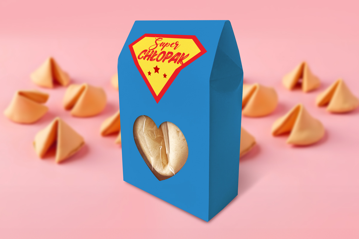 Ciasteczko z wróżbą w pudełeczku - Prezent na Dzień Chłopaka - Wzór 2 - Super chłopak