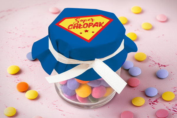 Cukierki Lentilky w słoiczku - Dzień Chłopaka - Wzór 2 - Super chłopak