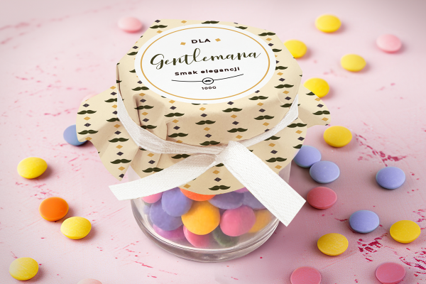 Cukierki Lentilky w słoiczku - Dzień Chłopaka - Wzór 1 - Dla Gentlemana