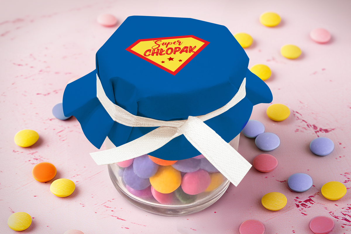 Cukierki Lentilky w słoiczku - Dzień Chłopaka - Wzór 2 - Super chłopak