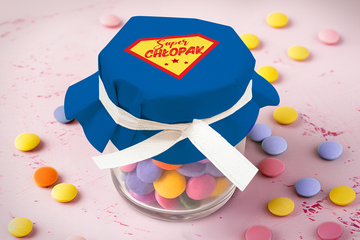 Cukierki Lentilky w słoiczku - Dzień Chłopaka - Wzór 2 - Super chłopak