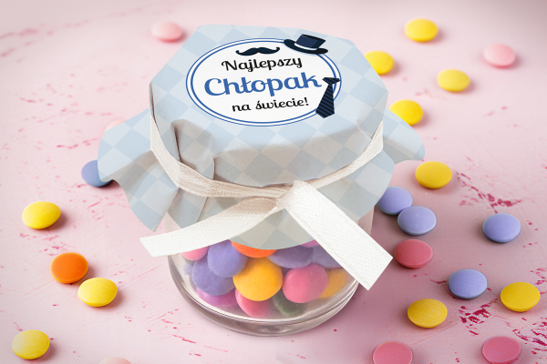 Cukierki Lentilky w słoiczku - Dzień Chłopaka - Wzór 3 - Najlepszy chłopak