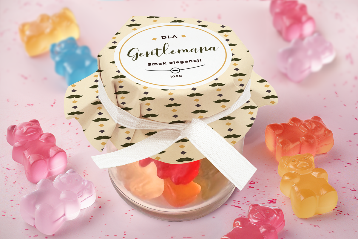 Żelki w słoiczku - Prezent na Dzień Chłopaka - Wzór 1 - Dla Gentlemana