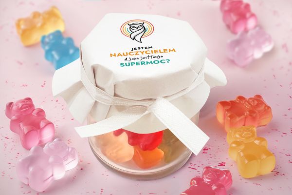 Żelki w słoiczku - Prezent na Dzień Nauczyciela - Wzór 6 - Supermoce 2