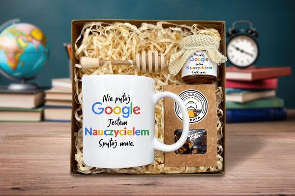 Zestaw Prezentowy Maxi na Dzień Nauczyciela - Kubek, Miód i Herbata - Nie pytaj Google