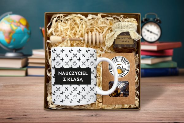 Zestaw Prezentowy Maxi na Dzień Nauczyciela - Kubek, Miód i Herbata - Nauczyciel z klasą