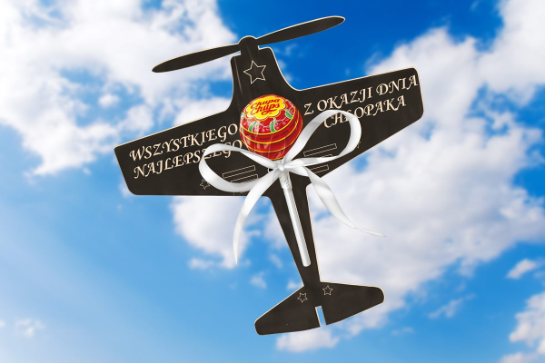 Samolot z lizakiem - Czarny - Prezent na Dzień Chłopaka