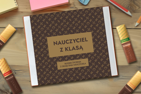 Merci z Owijką - Prezent na Dzień Nauczyciela - Wzór 3 - Nauczyciel z klasą