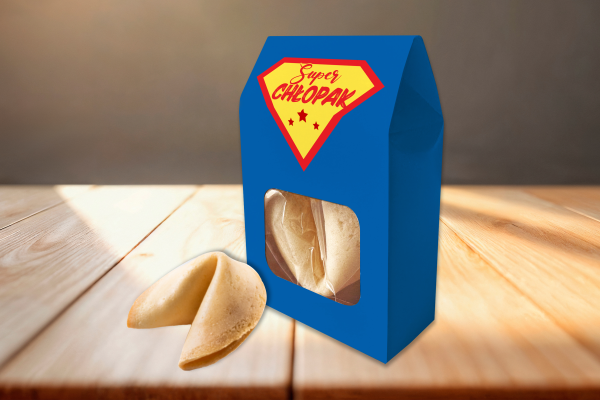 Ciasteczko z wróżbą w pudełeczku - Prezent na Dzień Chłopaka - Wzór 2 - Super chłopak