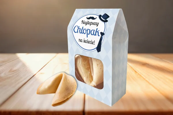 Ciasteczko z wróżbą w pudełeczku - Prezent na Dzień Chłopaka - Wzór 3 - Najlepszy chłopak