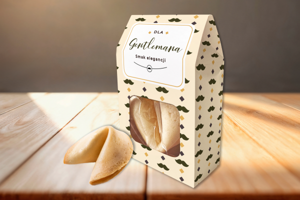 Ciasteczko z wróżbą w pudełeczku - Prezent na Dzień Chłopaka - Wzór 1 - Dla Gentlemana