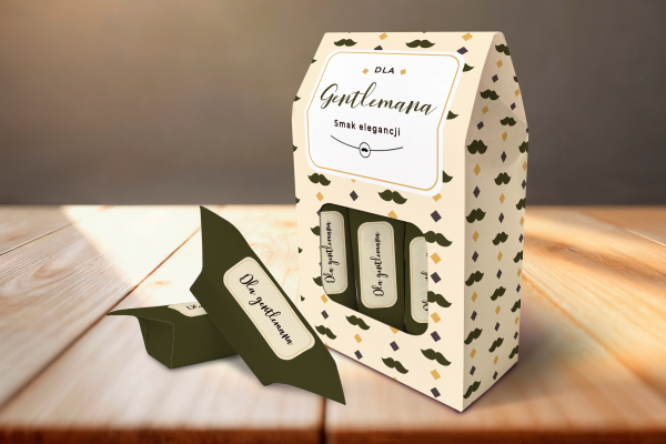 6 Krówek w pudełeczku - Prezent na Dzień Chłopaka - Wzór 1 - Dla Gentlemana