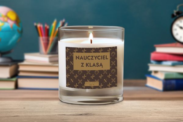Świeca sojowa - Premium - Prezent na Dzień Nauczyciela - Wzór 3 - Nauczyciel z klasą