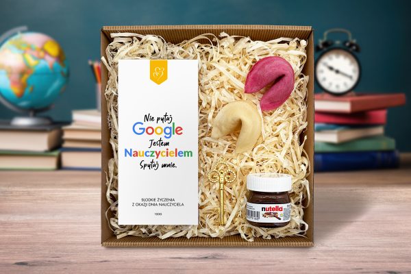 Zestaw Prezentowy Słodki na Dzień Nauczyciela - Czekolada, Ciasteczka, Nutella, Klucz - Nie pytaj Google