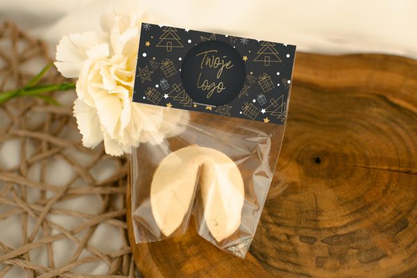 Ciasteczko z wróżbą - Prezent na Święta - Twój projekt, twoje logo - Wzór 2 - Złota Elegancja