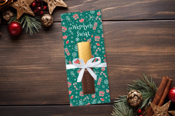 Mikołajkowa Czekoladka Merci - Wzór 7 - Zieleń świąt