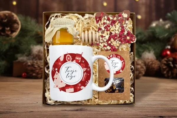 Zestaw Świąteczny - Kubek pełen Świąt - Twój projekt, twoje logo - Wzór 1 - Świąteczne Prezenty