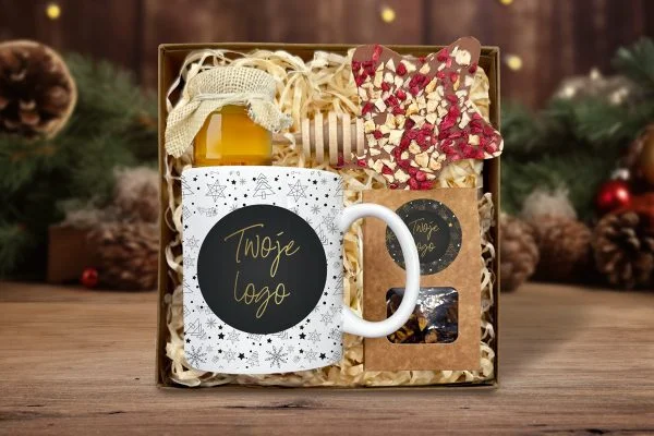 Zestaw Świąteczny - Kubek pełen Świąt - Twój projekt, twoje logo - Wzór 2 - Złota Elegancja