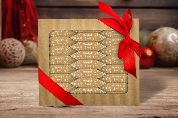 Świąteczny Box prezentowy - Eleganckie 32 krówki - Wzór 1 - Złote Święta