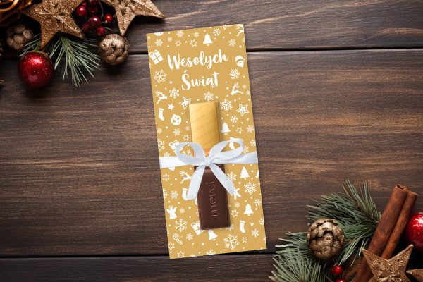 Świąteczna Czekoladka Merci - Wzór 1 - Złote Święta