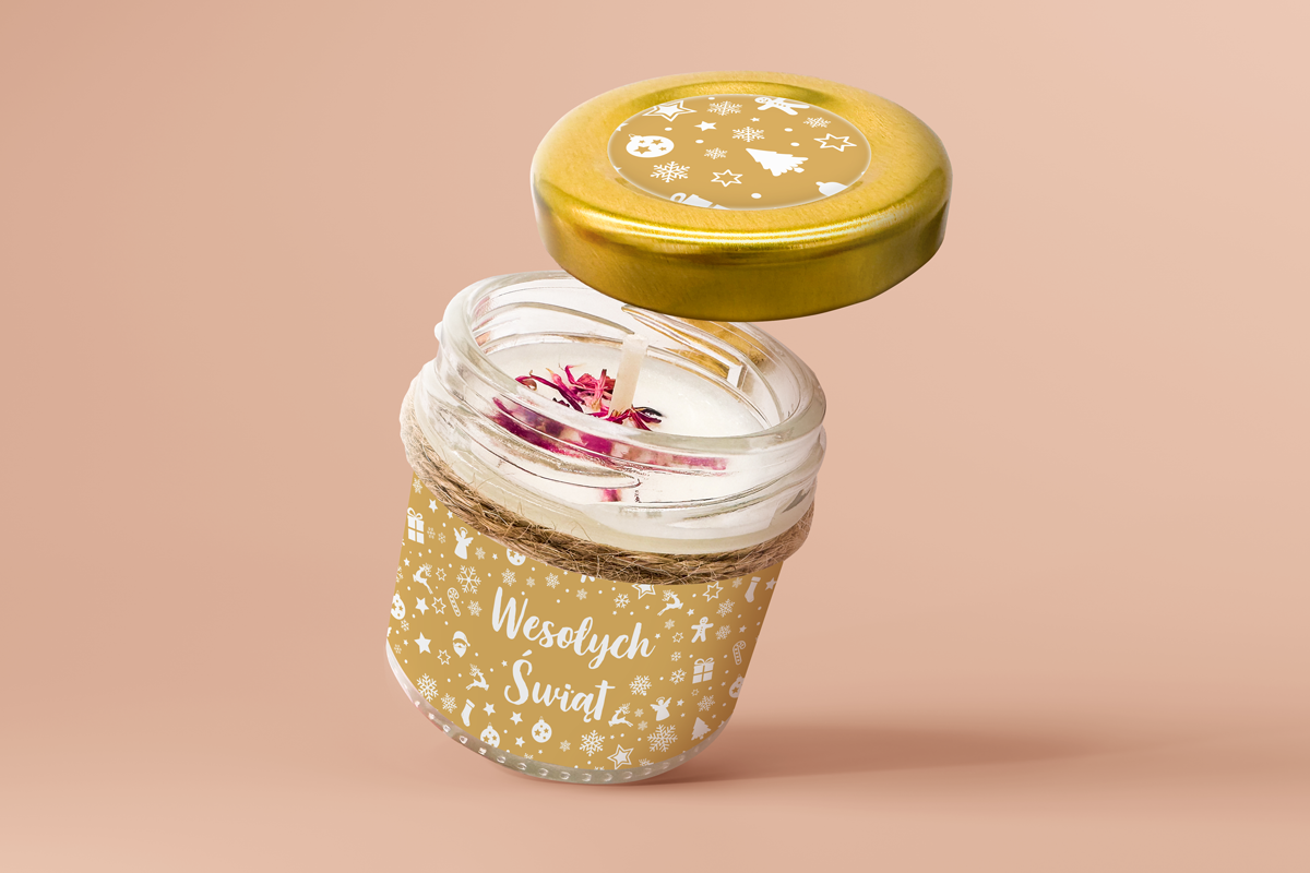 Świeca świąteczna - Prezent na święta - Wzór 1 - Złote Święta