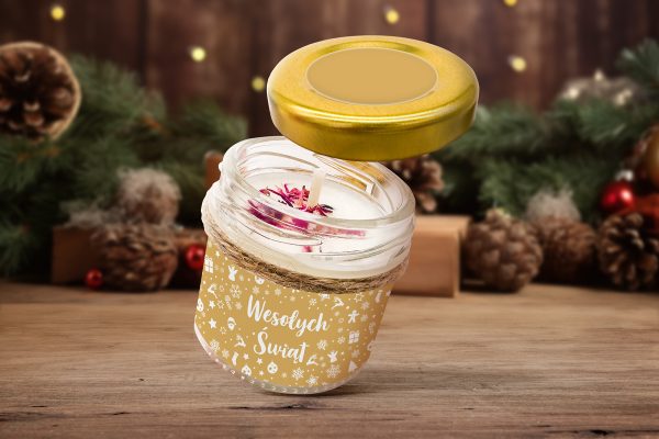 Świeca świąteczna - Prezent na święta - Wzór 1 - Złote Święta