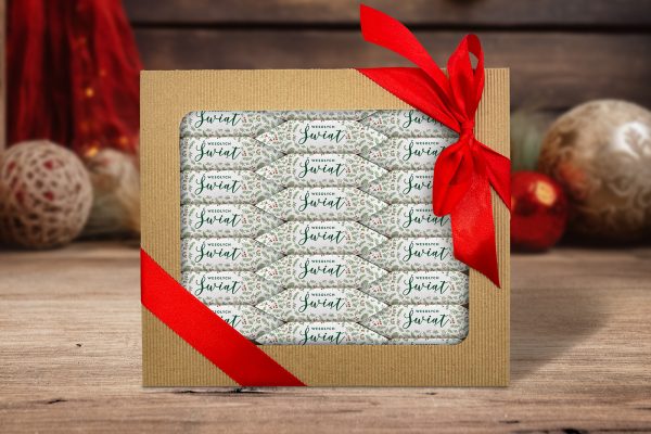 Świąteczny Box prezentowy - Eleganckie 32 krówki - Wzór 2 - Ostrokrzew
