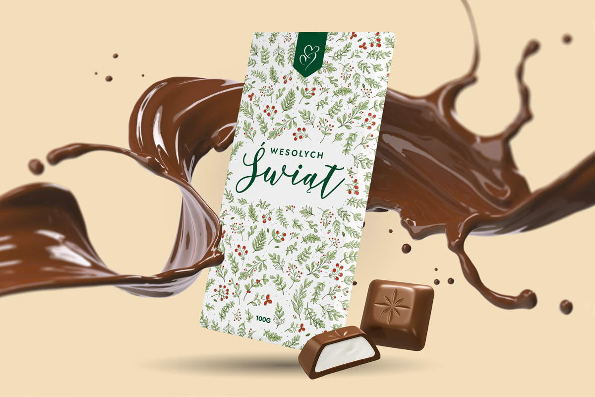Czekolada Świąteczna - Wzór 2 - Ostrokrzew