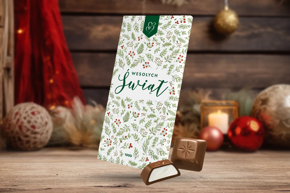 Czekolada Świąteczna - Wzór 2 - Ostrokrzew