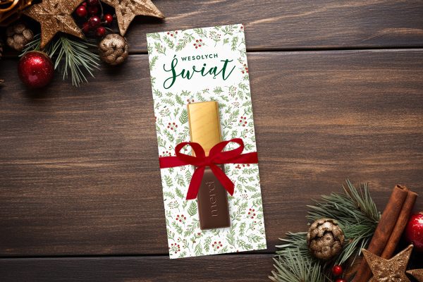 Świąteczna Czekoladka Merci - Wzór 2 - Ostrokrzew