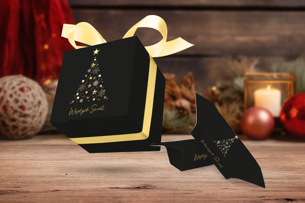 Świąteczne pudełko z krówkami - Wzór 3 - Choinka