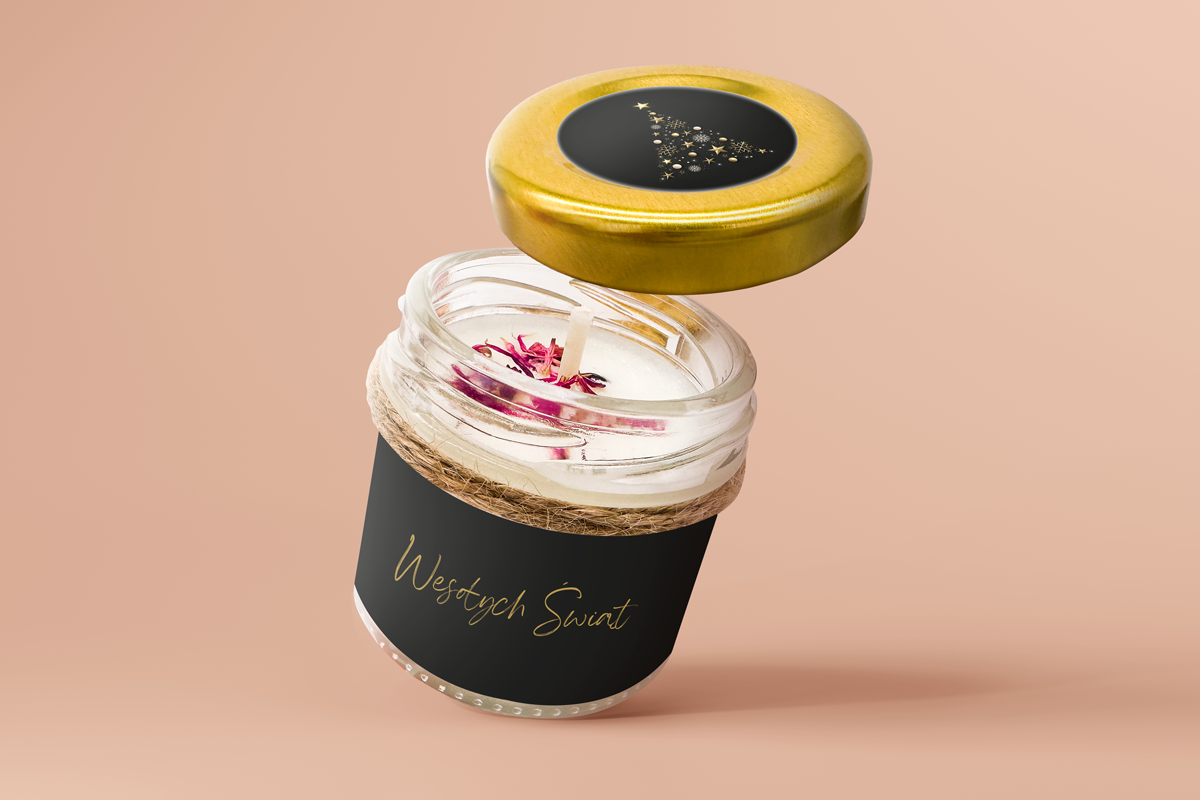 Świeca świąteczna - Prezent na święta - Wzór 3 - Choinka