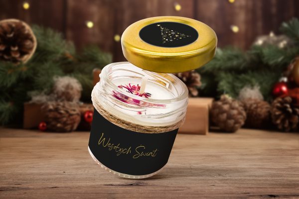 Świeca świąteczna - Prezent na święta - Wzór 3 - Choinka