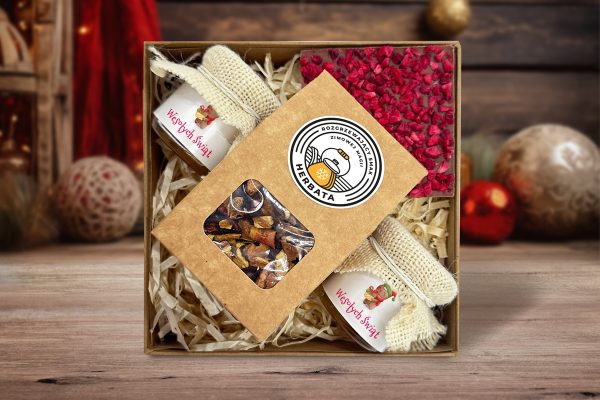 Zestaw Prezentowy Duży Świąteczny - Czekolada, Miód, Herbata - Wzór 5 - Pierniczek