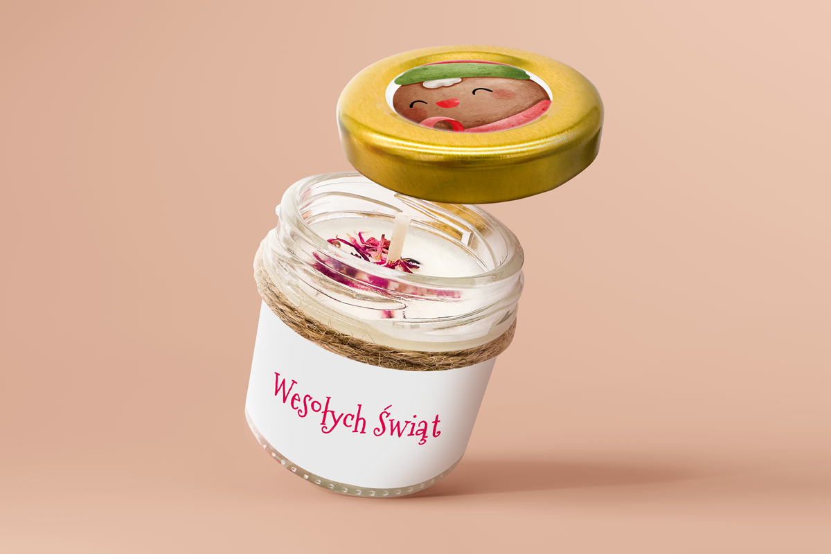 Świeca świąteczna - Prezent na święta - Wzór 5 - Pierniczek