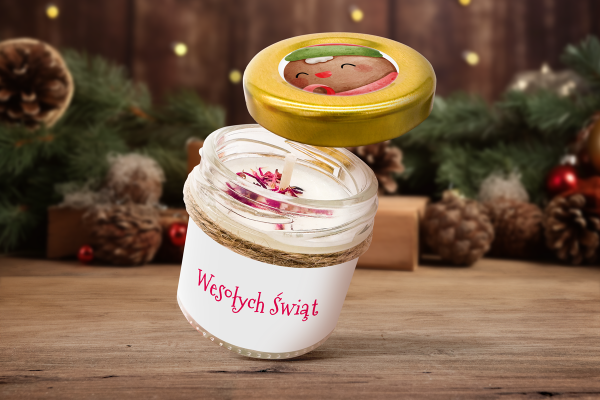 Świeca świąteczna - Prezent na święta - Wzór 5 - Pierniczek