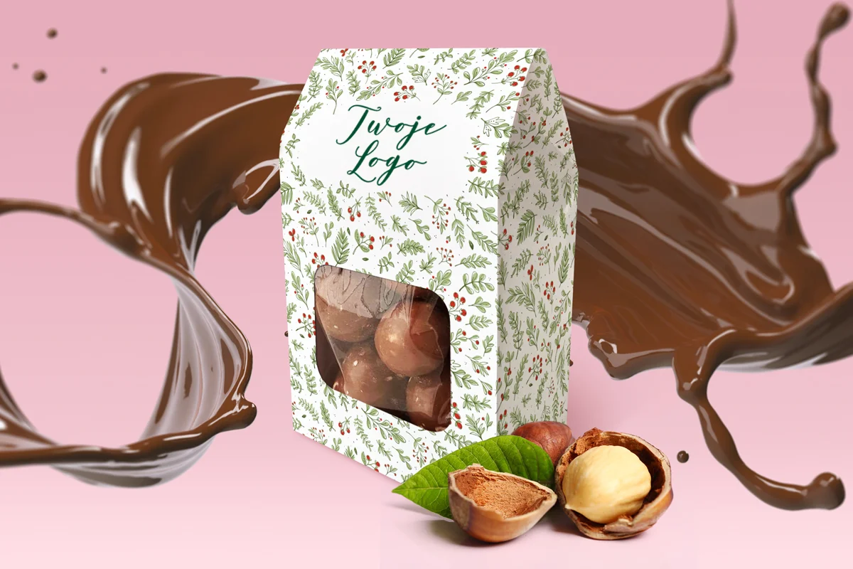 Orzechy w mlecznej czekoladzie - Prezent na Święta - Twój projekt, twoje logo - Ostrokrzew