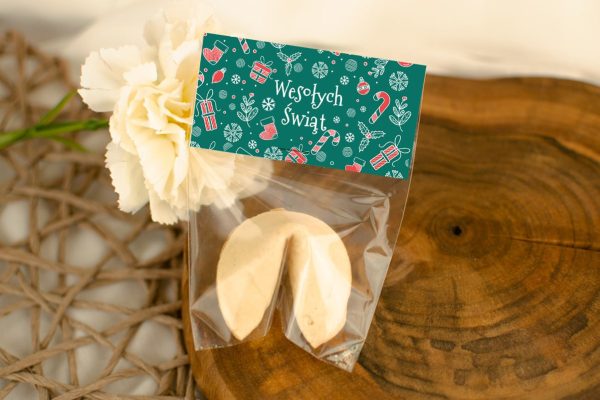 Ciasteczko z wróżbą - Prezent na Mikołajki - Wzór 7 - Zieleń świąt