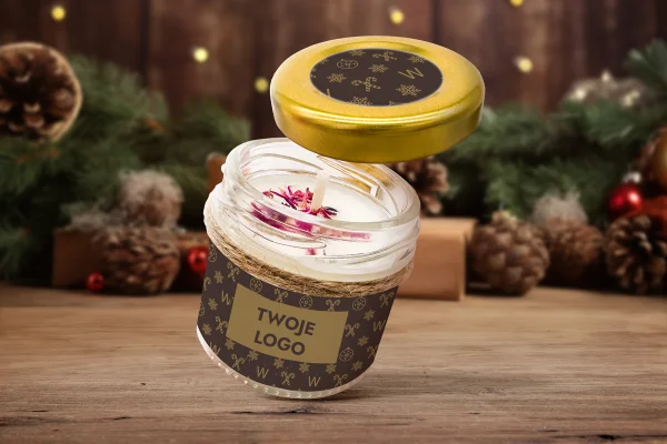Świeca świąteczna - Twój projekt, twoje logo - Wzór 4 - Święta z klasą
