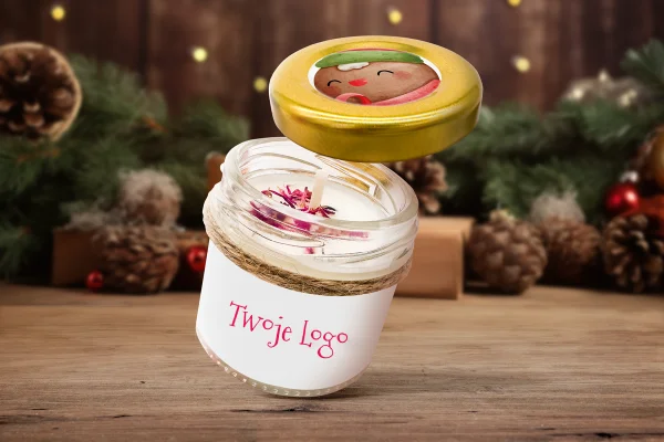 Świeca świąteczna - Twój projekt, twoje logo - Wzór 5 - Pierniczek