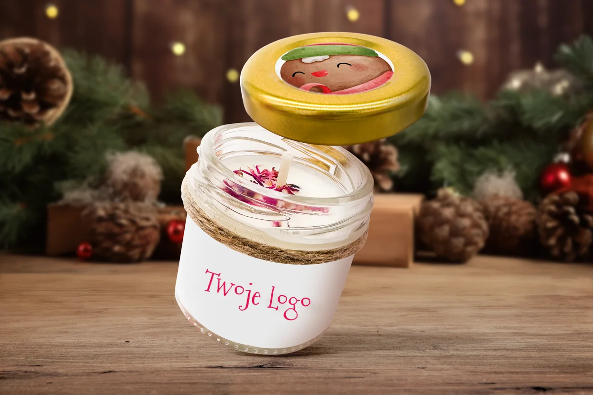Świeca świąteczna - Twój projekt, twoje logo - Wzór 5 - Pierniczek