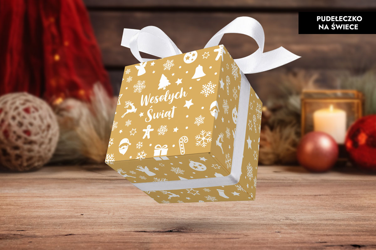 Świeca świąteczna - Prezent na święta - Wzór 1 - Złote Święta