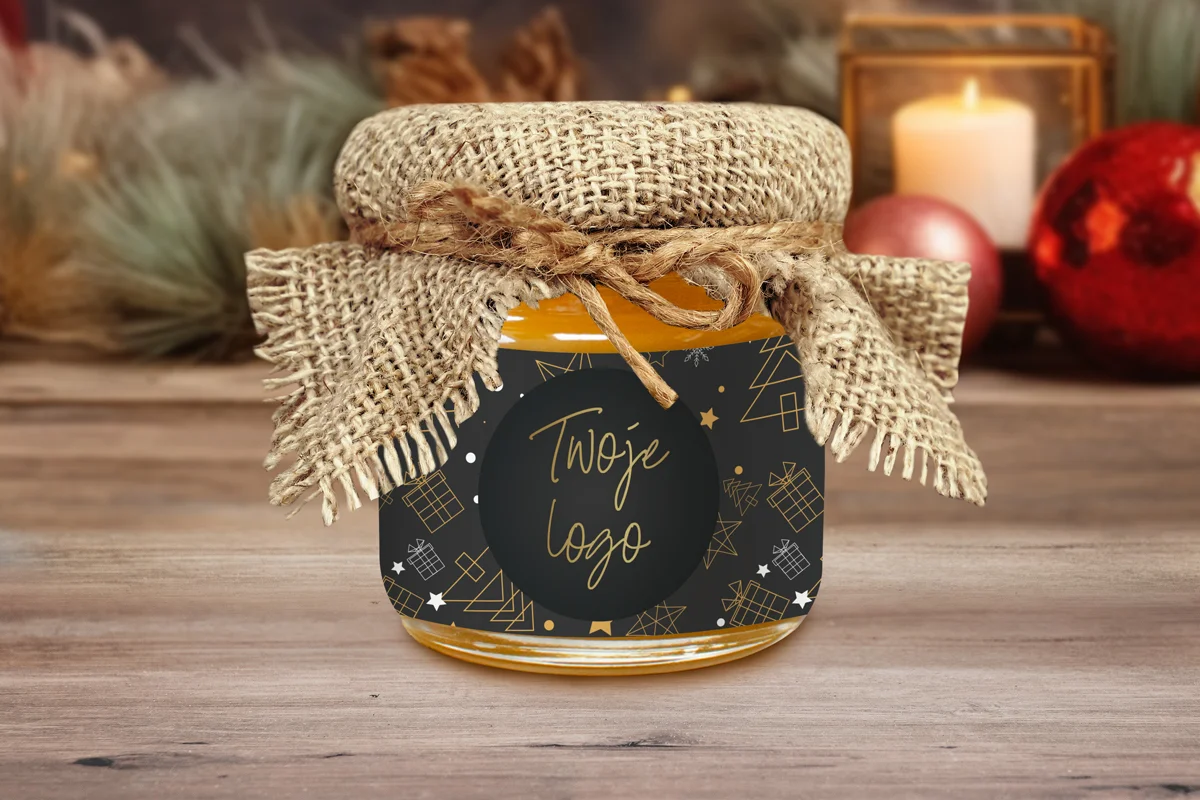 Miodek w słoiczku - Twój projekt, twoje logo - Wzór 2 - Złota Elegancja