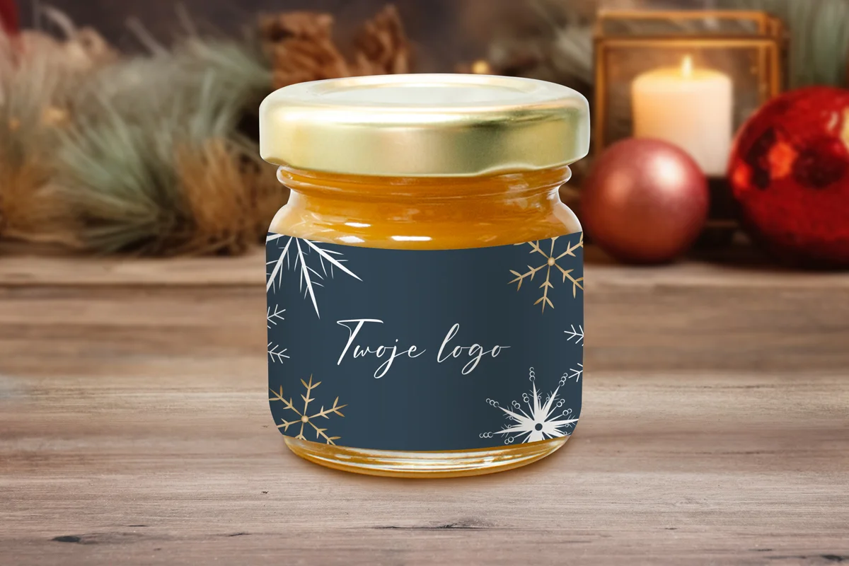 Miodek w słoiczku - Twój projekt, twoje logo - Wzór 3 - Renifer wśród gwiazd