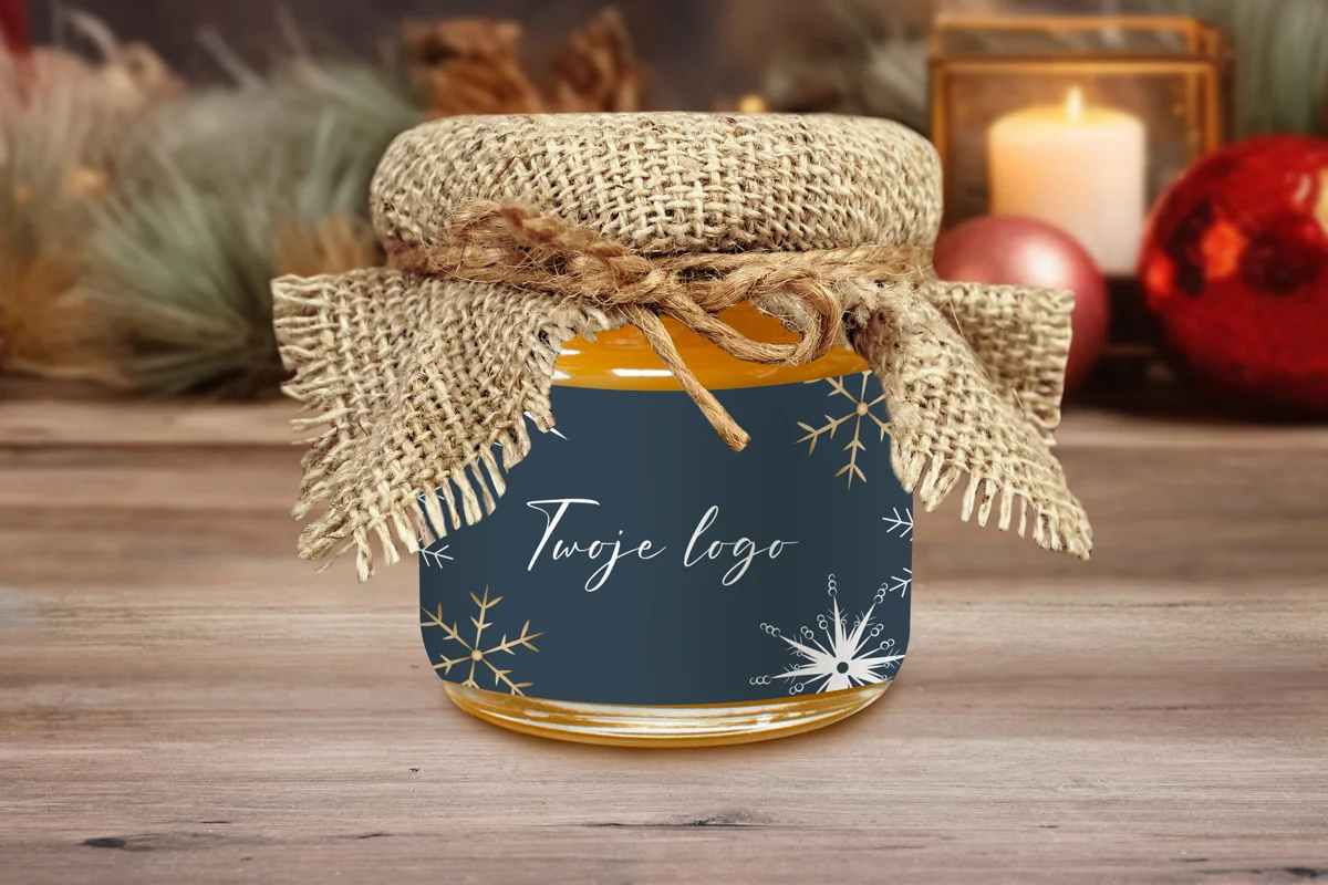 Miodek w słoiczku - Twój projekt, twoje logo - Wzór 3 - Renifer wśród gwiazd