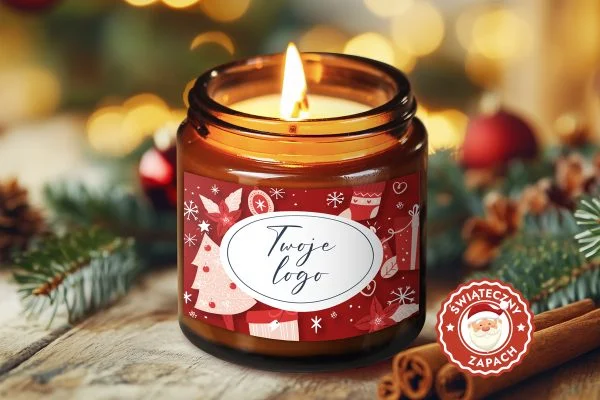 Świeca sojowa - Premium - Twój projekt, twoje logo - Wzór 1 - Świąteczne Prezenty
