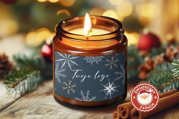 Świeca sojowa - Premium - Twój projekt, twoje logo - Wzór 3 - Renifer wśród gwiazd