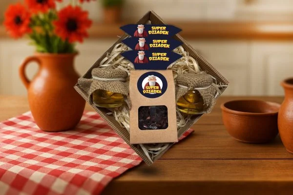 Zestaw Prezentowy 13 - dla Dziadka - Herbata, dwa miodki, krówki