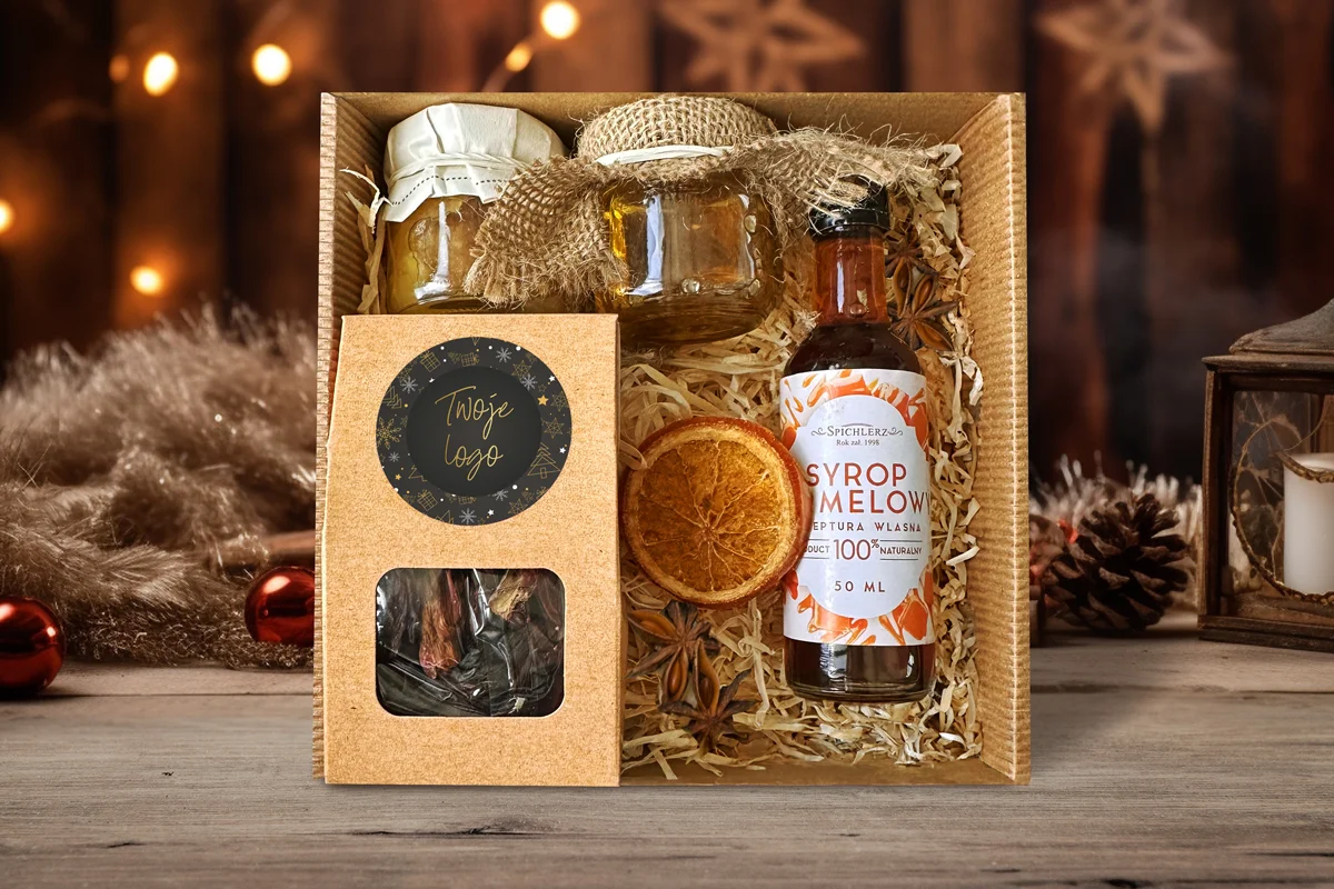 Zestaw Świąteczny - Świąteczne Smaki Natury - Twój projekt, twoje logo - Wzór 2 - Złota Elegancja